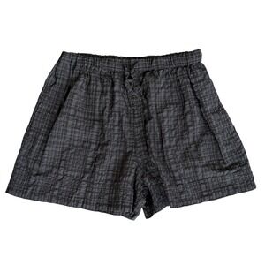 COS Shorts Charcoal Grey Black Plaid Womens M Drawstring Relaxed Coastal Summer
